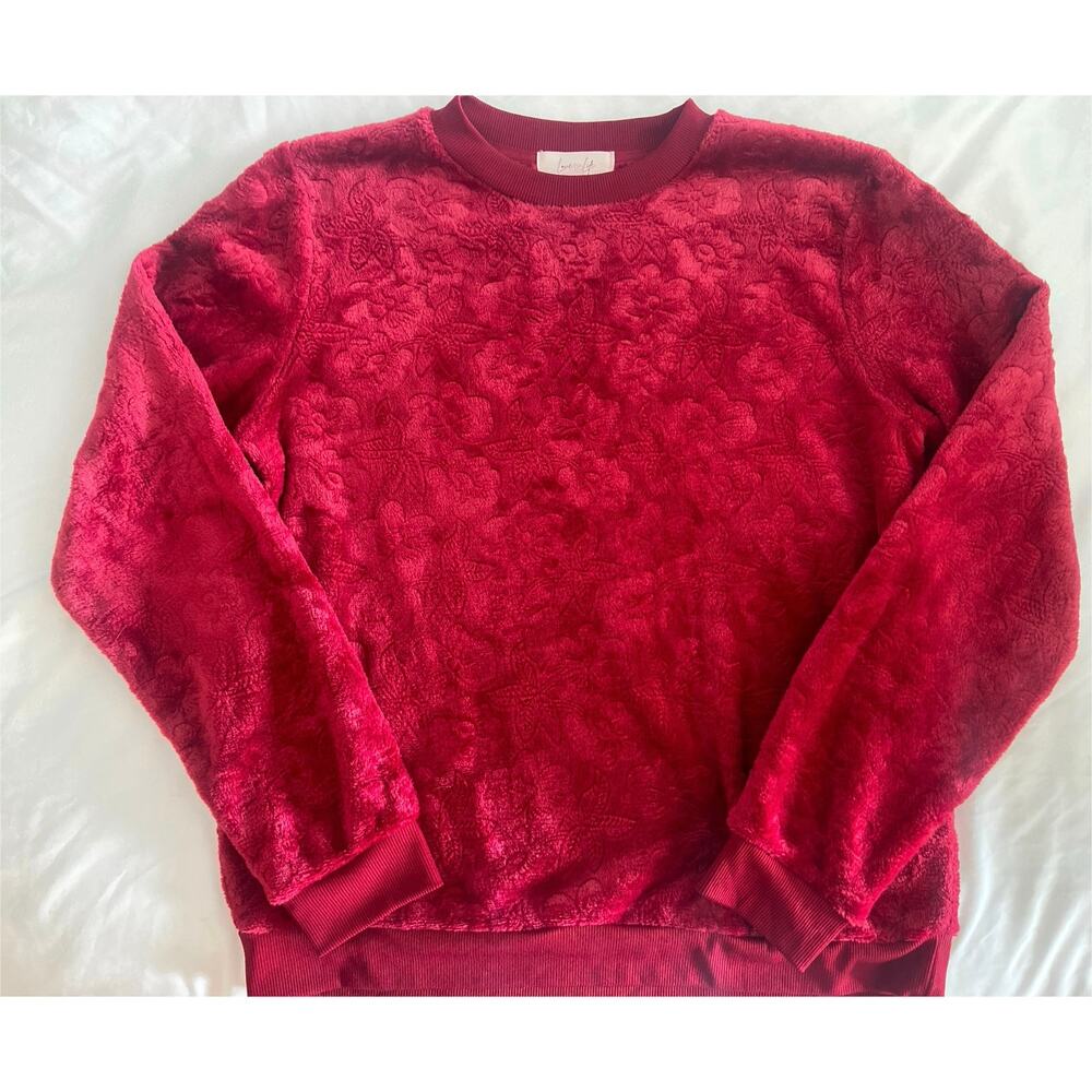 Soft Fuzzy Floral Embossed Romantic Top